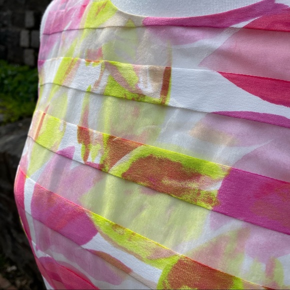 Floral Pink and Green Sleeveless Dress - Picture 12 of 14